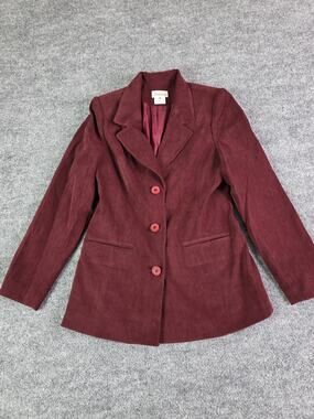 Vintage Womens Hokkaido Blazer Size Medium Burgundy 3 Button Red Jacket